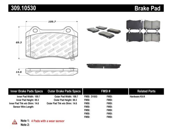 Stoptech - StopTech Performance 10+ Camaro Rear Brake Pads