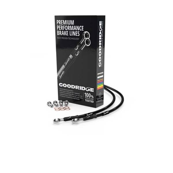 Goodridge - Goodridge 14-17 Harley-Davidson FXDB/FXDBP (Mini Ape w/ABS) Clear Front Brake Line w/Black Fitting - HD0073-2FC-BK