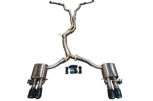 Valvetronic Designs - Valvetronic Designs Audi B9 S4,S5 3.0L Catback T304 Stainless Steel Black 3.5" Outlet Tips AUD.B9.S4.VSES.BR.BLK
