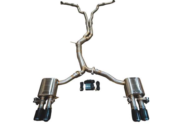 Valvetronic Designs - Valvetronic Designs Audi B9 S4,S5 3.0L Catback T304 Stainless Steel Carbon Fiber 3.5" Outlet Tips AUD.B9.S4.VSES.BR.RC