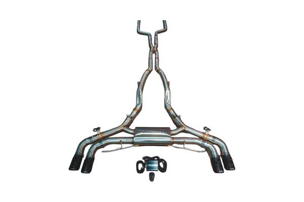 Valvetronic Designs - Valvetronic Designs BMW F95 X5M 4.4L Catback, T304 Stainless Steel Forged Carbon 3.5" Outlet Tips BMW.F95.X5M.VSES.BR.FC