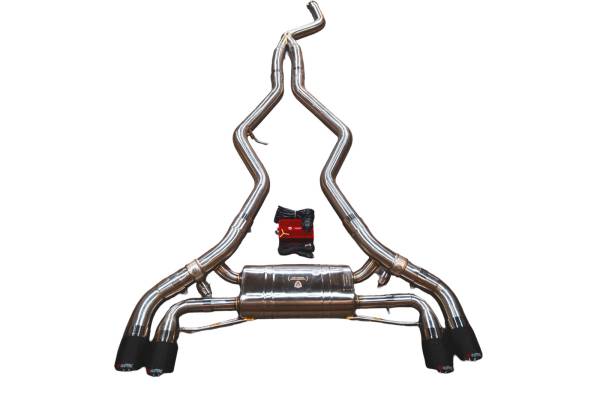 Valvetronic Designs - Valvetronic Designs BMW G20, M340i 3.0L Catback, T304 Stainless Steel, Carbon Fiber 4.0" Outlet Tips BMW.G20.M340i.VSES.BR.RC