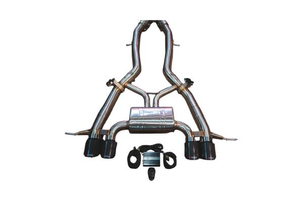 Valvetronic Designs - Valvetronic Designs BMW G80,G82 M3,M4 3.0L Axleback, T304 Stainless Steel, Carbon Fiber 4.0" Outlet Tips BMW.G8X.M3.AXL.BR.RC
