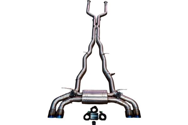 Valvetronic Designs - Valvetronic Designs BMW G90, G99 M5 4.4L Catback Exhaust System Grade 5 Titanium, Carbon Fiber 4" Outlet Tips BMW.G90.M5.VSES.TI.RC