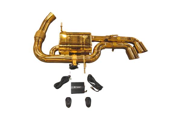 Valvetronic Designs - Valvetronic Designs BMW i8 1.5L Catback Exhaust System Anodized Gold T304 Stainless Steel, Anodized Gold 3.5" Outlet Tips BMW.I8.VSES.AG