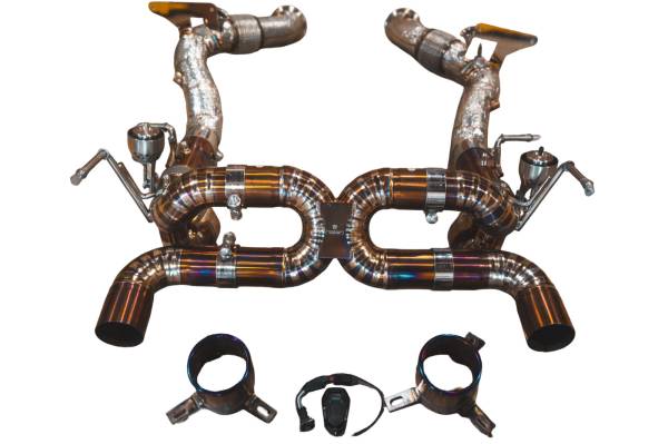 Valvetronic Designs - Valvetronic Designs Ferrari F8 Tributo,Spider Full Exhaust System, Grade 5 Titanium, Titanium Bespoke OEM Style Valvetronic Tips FER.F8.VSES.FF.TI