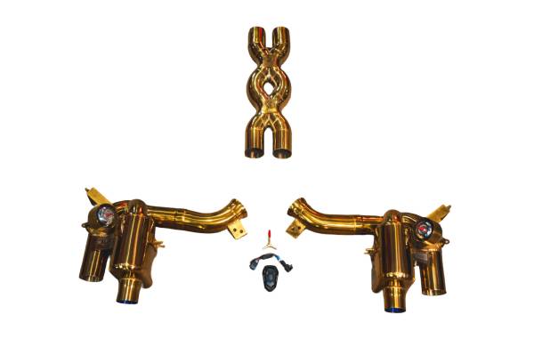 Valvetronic Designs - Valvetronic Designs Ferrari GTC 4 Lusso 6.3L Catback, T304 Stainless Steel Finished in Anodized Gold Bespoke OEM Style Tips FER.GTC4.VSES.AG