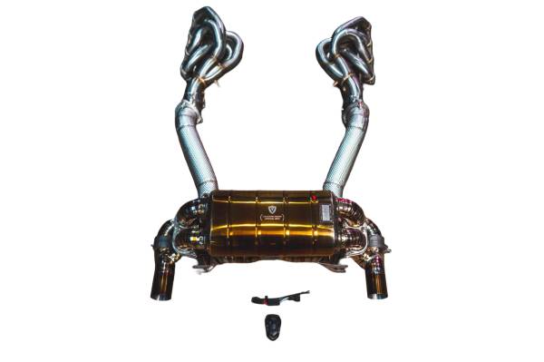 Valvetronic Designs - Valvetronic Designs Ferrari 430 Scuderia 4.3L Full Exhaust System With Free Flow Headers, Grade 5 Titanium, Titanium Bespoke OEM Style Valvetronic FER.SCUD.VSES.FFH.TI