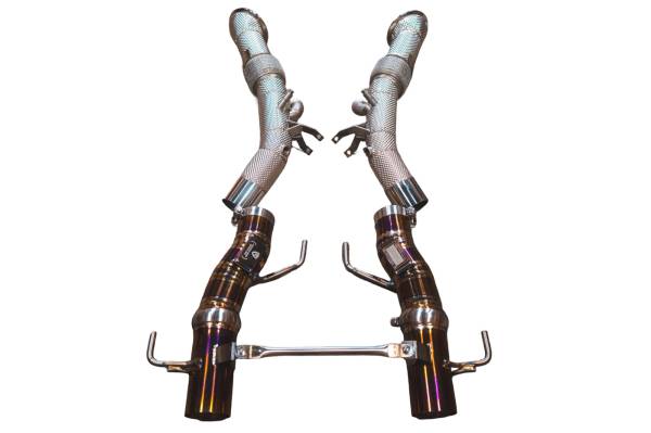 Valvetronic Designs - Valvetronic Designs Ferrari SF90 Stradale 3.9L Full Exhaust System, Grade 5 Titanium Reuses OEM Style Tips FER.SF90.F1.VSES.FF.TI
