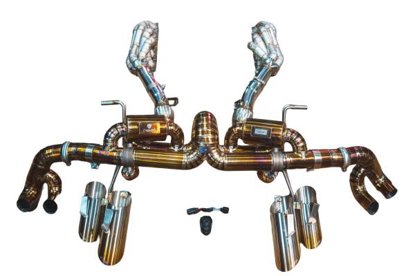 Valvetronic Designs - Valvetronic Designs Lamborghini LP-580, LP-610 Huracan 5.2L Full Valved Exhaust System With Free Flow Headers , Grade 5 TItanium, Reuses OEM Tips LAM.HUR.VSES.FFH.1.TI