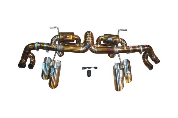 Valvetronic Designs - Valvetronic Designs Lamborghini LP-580, LP-610 Huracan 5.2L Valved Catback Exhaust System , Grade 5 TItanium, Reuses OEM Tips LAM.HUR.VSES.TI