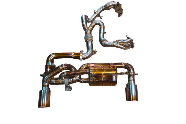 Valvetronic Designs - Valvetronic Designs Lotus Emira 2.0,3.5L, Full Exhaust System With Free Flow Headers, Grade 5 Titanium, Titanium 3.5" Outlet Tips LOT.EMIR.VSES.FFH.TI