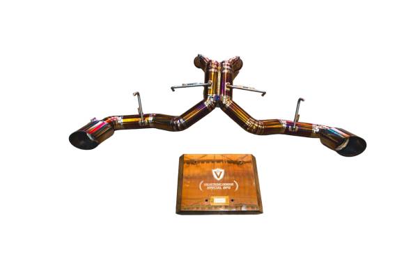 Valvetronic Designs - Valvetronic Designs Mclaren 570S 3.8L, Full Exhaust System, Grade 5 Titanium, Titanium Bespoke Slash Cut Style 4.0" Valvetronic Tips MAC.570S.F1.FF.TI