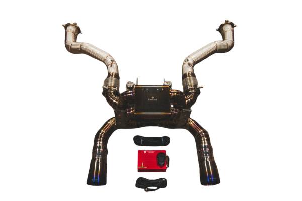 Valvetronic Designs - Valvetronic Designs Maclaren 720S 4.0L, Full Valved Exhaust System, Grade 5 Titanium, Titanium Bespoke 4.0" Valvetronic Tips MAC.720S.VSES.FF.TI