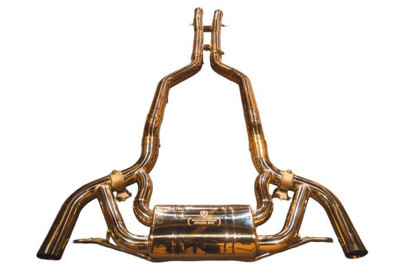 Valvetronic Designs - Valvetronic Designs Mercedes-AMG GT 4.0L, Full Exhaust System, T304 Stainless Steel Finished in Anodized Gold REUSE OEM MER.AMGGT.VSES.FF.AG