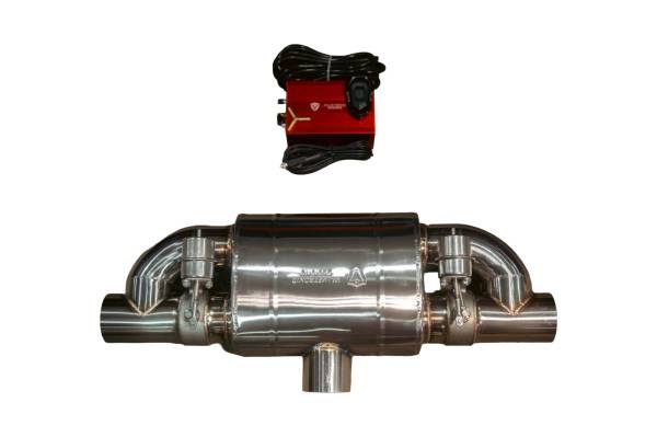 Valvetronic Designs - Valvetronic Designs Off Road T Style Universal Muffler Kit Single Inlet Dual Outlet 76MM 3.0" OFF.UVM.76MM.TSTYLE.X1