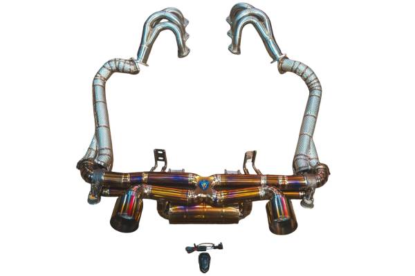 Valvetronic Designs - Valvetronic Designs Porsche 718 Cayman Gt4 4.0L, Full Exhaust System With Free Flow Headers, Grade 5 Titanium, Titanium 4.0" Outlet Tips POR.718.GT4.VSES.FFH.TI