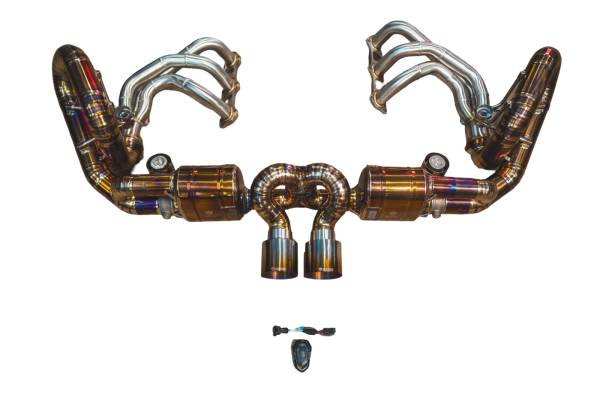 Valvetronic Designs - Valvetronic Designs Porsche 991 GT3,GT3RS 3.8,4.0L, Full Exhaust System With Free Flow Headers, Grade 5 Titanium, 4.0" Outlet Tips POR.991.GT3.VSES.FFH.TI