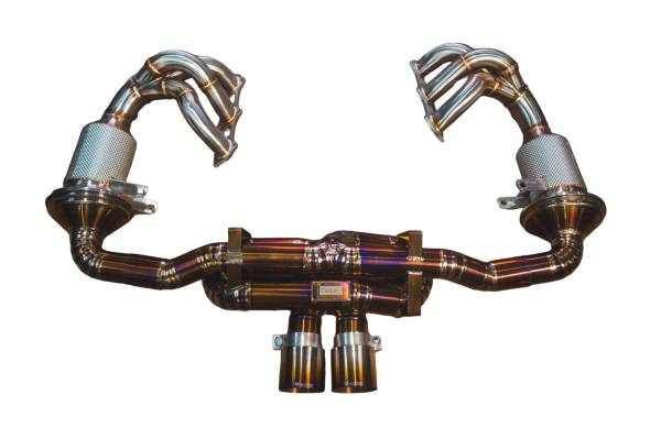 Valvetronic Designs - Valvetronic Designs Porsche 992 911 GT3,GT3RS 4.0L, F1 Full Exhaust System With Free Flow Headers, Grade 5 Titanium, 4.0" Outlet Tips POR.992.GT3.F1.FFH.TI