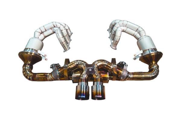 Valvetronic Designs - Valvetronic Designs Porsche 992 911 GT3,GT3RS 4.0L, Full Exhaust System With Free Flow Headers, Grade 5 Titanium, Titanium 4.0" Outlet Tips POR.992.GT3.VSES.FFH.TI