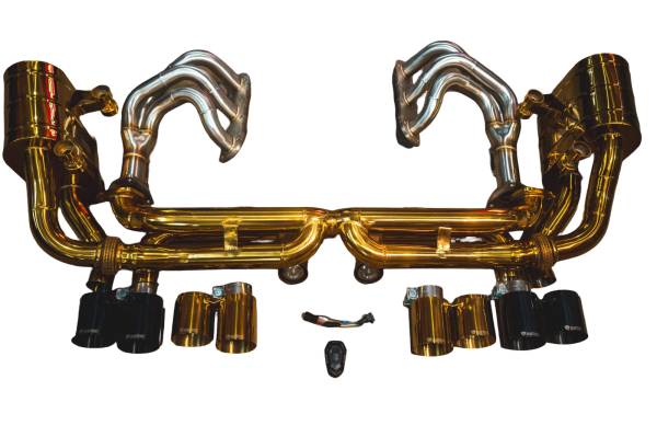 Valvetronic Designs - Valvetronic Designs Porsche 997.1 Carrera 3.6,3.8L, Full Exhaust System With Free Flow Headers, T304 Stainless Steel Finished in Anodized Gold 2005-2008 POR.9971.CAR.VSES.FFH.AG
