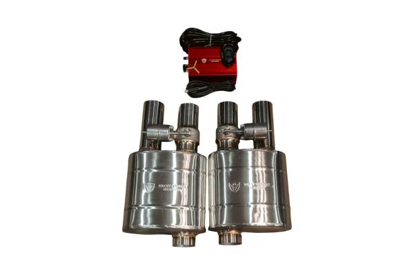 Valvetronic Designs - Valvetronic Designs Universal Muffler Kit, Single Inlet Dual Outlet, 63MM 2.5" 2 Mufflers UVM.63MM.DUALOUT.X2