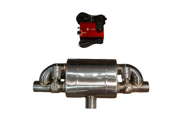 Valvetronic Designs - Valvetronic Designs T Style Universal Muffler Kit Single Inlet Dual Outlet 63MM 2.5" UVM.63MM.TSTYLE.X1