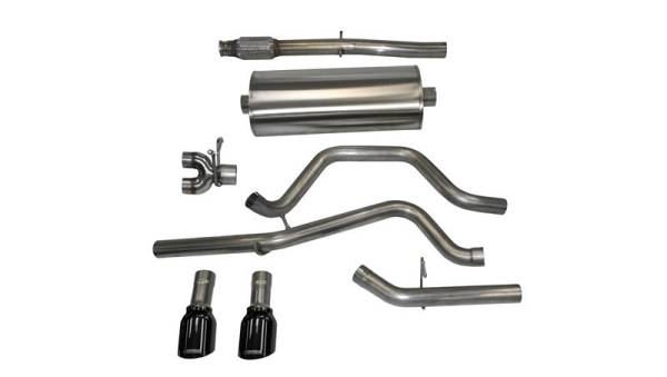CORSA Performance - CORSA Performance 14869BLK Corsa 2014-2019 C Sierra/Chevy Silv 1500 Crew Cab/Short Bed 5.3L V8 Black Sport Dual Rear CB Exhaust