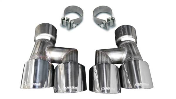 CORSA Performance - CORSA Performance 21038 Corsa 18-23 4.0in Twin Tip Polished Pro-Series Tip Kit Fits No-Valve Mustang Exhaust Clamps Inc