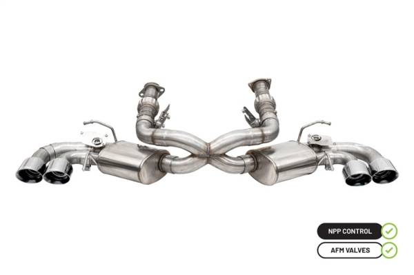 CORSA Performance - CORSA Performance 21100 Corsa 2020-25 Corvette C8 3in Valved Cat-Back 4.5in Pol Quad Tips - Fits Factory Perf Exhaust w/ AFM