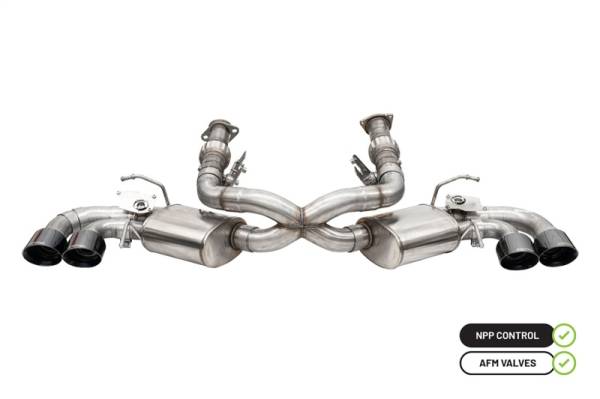 CORSA Performance - CORSA Performance 21100BLK Corsa 2020-25 Corvette C8 3in Valved Cat-Back 4.5in Blk Quad Tips - Fits Factory Perf Exhaust w/ AFM