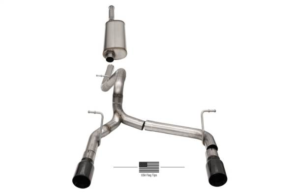 CORSA Performance - CORSA Performance 21124BLKUSA Corsa 2018-2025 Jeep Wrangler JLU 3.6L 2.75in Sport Cat-Back Exhaust w/ Black Tips