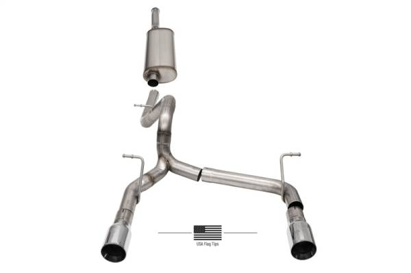 CORSA Performance - CORSA Performance 21124USA Corsa 2018-2025 Jeep Wrangler JLU 3.6L 2.75in Sport Cat-Back Exhaust w/ American Flag Tips