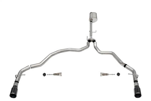 CORSA Performance - CORSA Performance 21155BLK Corsa 2021-2025 Ford F-150 Regular Cab/ 8in Bed 5.0L V8 Sport Cat-Back Dual Rear Exit-Black PVD