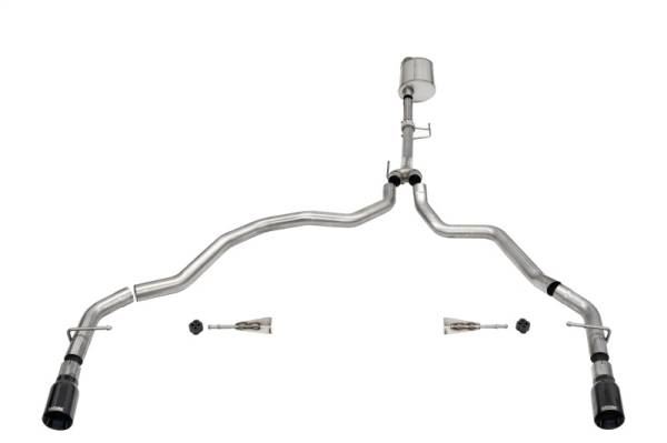 CORSA Performance - CORSA Performance 21164BLK Corsa 2021-2025 Ford F-150 Regular Cab/ 8in Bed 3.5L V6 Sport Cat-Back Dual Rear Exit-