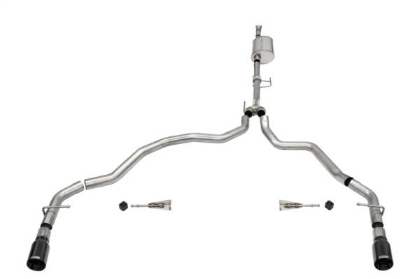 CORSA Performance - CORSA Performance 21167BLK Corsa 2021-2025 Ford F-150 SuperCab/6.5ft Bed 3.5L V6 Sport Cat-Back Dual Rear Exit-Black PVD