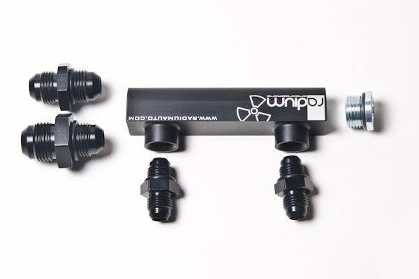 Radium Engineering - RADIUM Engineering 20-0062 Radium Engineering Universal 4-Port Manifold - Black W/ Logo