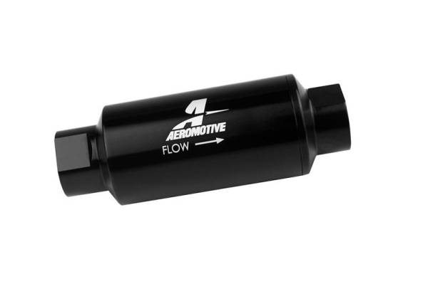 Aeromotive - Aeromotive 12330 Aeromotive In-Line Fuel Filter 40-M Stainless Mesh Element ORB-10 Port (Bright-Dip Black) 2in. OD