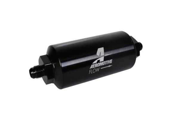 Aeromotive - Aeromotive 12348 Aeromotive In-Line Filter - (AN-6 Male) 40 Micron Stainless Mesh Element Bright Dip Black Finish