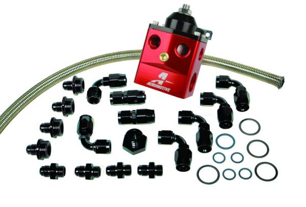 Aeromotive - Aeromotive 17121 Aeromotive A4 Dual Carburetor Regulator (P/N 13203) Kit (Incl. Reg/Hose/Hose Ends/Fittings)