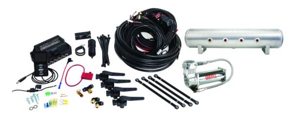 Air Lift - Air Lift 27694 Air Lift Performance 3H (1/4 Air Line 4 Gal 7-Port Raw Aluminum Tank VIAIR 444C Comp)