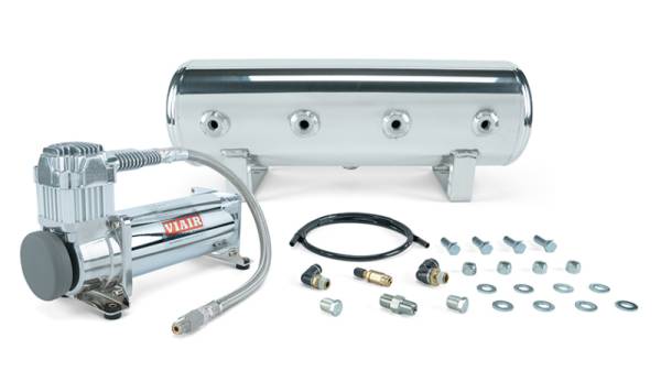 Air Lift - Air Lift 27801 Air Lift 2.5 Gal. Polished Tank w/ Viair 444c Chrome Compressor (Incl. Fittings & Mounting Hardware)