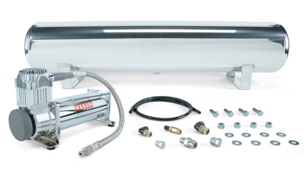 Air Lift - Air Lift 27802 Air Lift 4 Gal. Polished Tank w/ Viair 444c Chrome Compressor (Incl. Fittings & Mounting Hardware)
