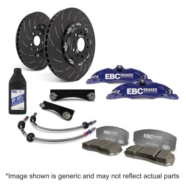 EBC - EBC Brakes BBK029BLU-1 EBC Racing 12-20 Fiat 500 Abarth 1.4L Turbo Blue Apollo-4 Calipers 330mm Rotors Front Big Brake Kit