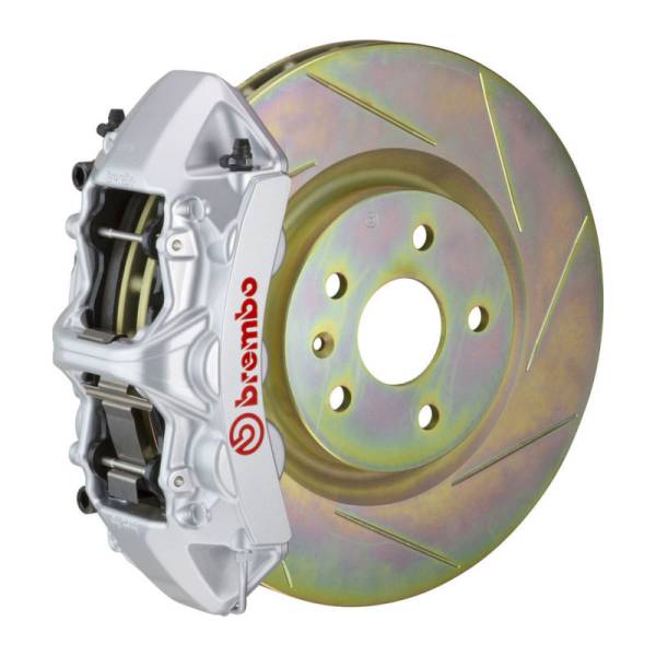 Brembo - Brembo 1M5.8001A3 Brembo 05-14 Mustang GT Excl non-ABS Equipped Fr GT BBK 6Pist Cast 355x32 1pc Rtr Slot Type1-Silver