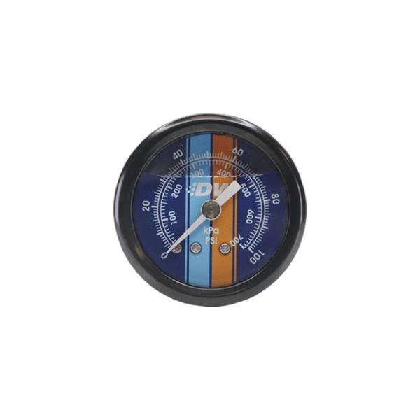 DeatschWerks - DeatschWerks 6-01-G2L DeatschWerks 0-100 PSI 1/8in NPT Mechanical Fuel Pressure Gauge 1.5in Diam. Black Housing Blue Face