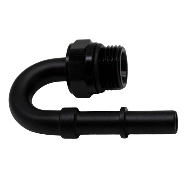 DeatschWerks - DeatschWerks 6-02-0116-B DeatschWerks 8AN ORB Male to 3/8in Male EFI Quick Connect Adapter 180-Degree - Anodized Matte Black