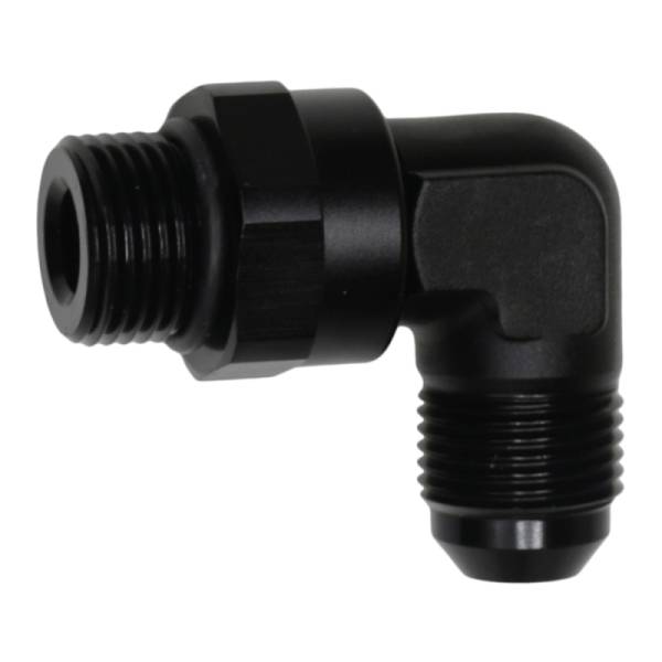 DeatschWerks - DeatschWerks 6-02-0411-B DeatschWerks 8AN ORB Male Swivel to 8AN Male Flare 90-Degree Fitting - Anodized Matte Black