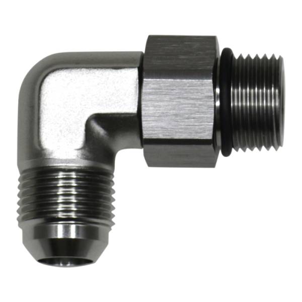 DeatschWerks - DeatschWerks 6-02-0412 DeatschWerks 10AN ORB Male Swivel to 10AN Male Flare 90-Degree Fitting - Anodized Titanium