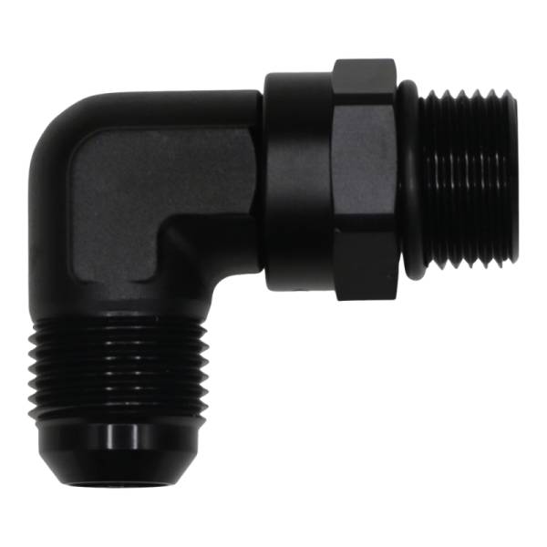 DeatschWerks - DeatschWerks 6-02-0412-B DeatschWerks 10AN ORB Male Swivel to 10AN Male Flare 90-Degree Fitting - Anodized Matte Black